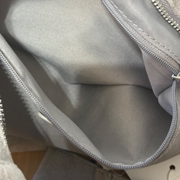 Grey Suede Crossbody Shoulder Bag With Adjustable Strap By Ah-Dorned New York - Picture 9 of 12